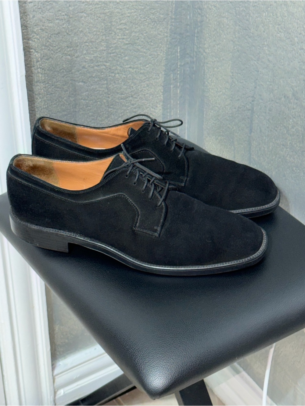 Salvatore Ferragamo Black Suede Derby Shoes
